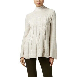 Style & Co Women’s Mock-Neck Cable-Knit Sweater Neutral Combo Size M